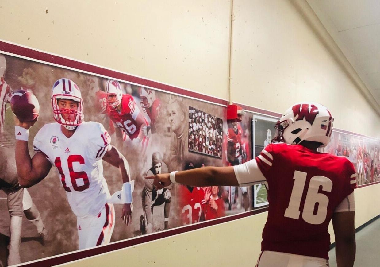 Quarterback Myles Burkett during his official visit to the University of Wisconsin in June 2021
